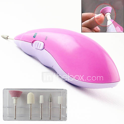 5in1 Electric Manicure/Pedicure Set Nail Grinding Polish Drill5 Cone Heads(Random Color,Powered by 2 AAA Battery)