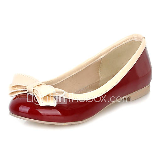 Leatherette Womens Flat Heel Ballerina Flats Shoes with Bowknot(More Colors)