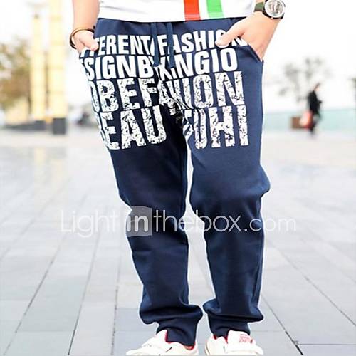 Mens Slim Casual Long Printing Letters Pants