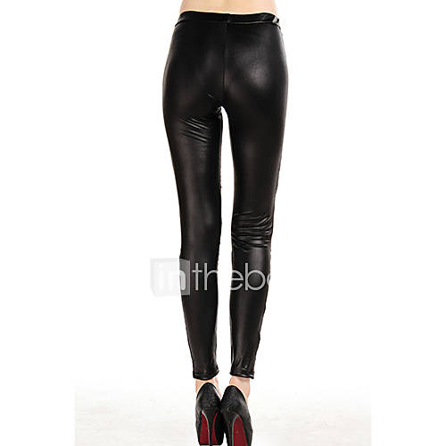 Womens Crisscross Imitation Leather Leggings