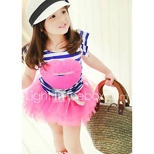 Girls Oral Pattern Stripe Clothing Sets