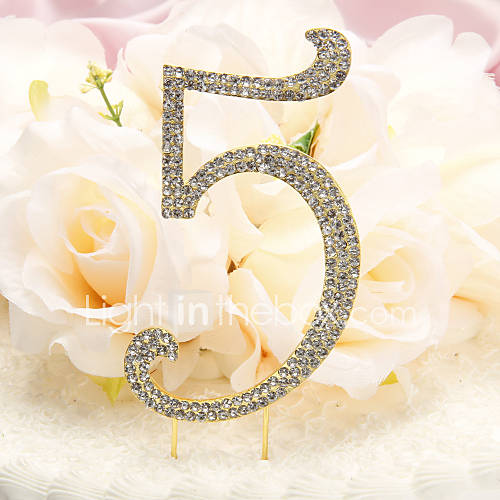 Rhinestone Covered Metal Anniversary/Birthday Number Cake Topper