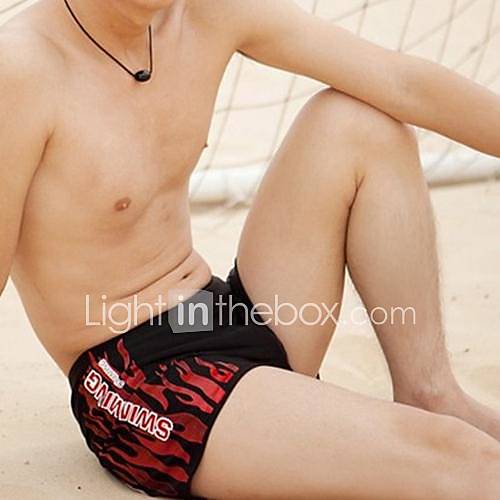 Mens Bedazzling Flame Nylon and Spandex Swimming Trunks