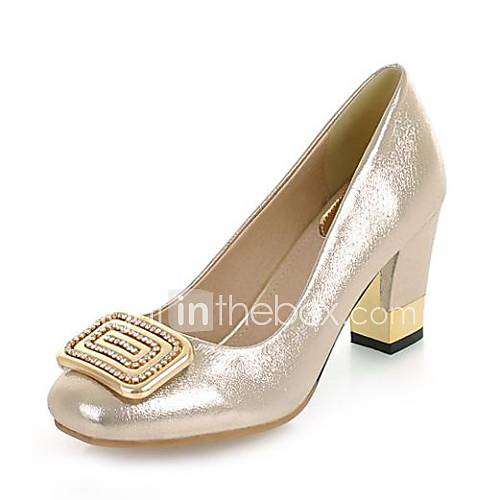 Faux Leather Womens Chunky Heel Heels Pumps/Heels With Rhinestone Shoes(More Colors)