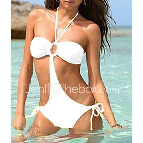 Womens Halter Pure Color One piece Swimwear