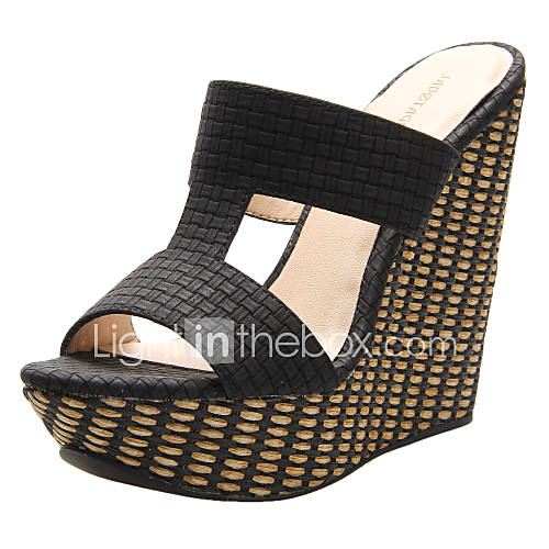 Leather Womens Wedge Heel Platform Sandals Shoes