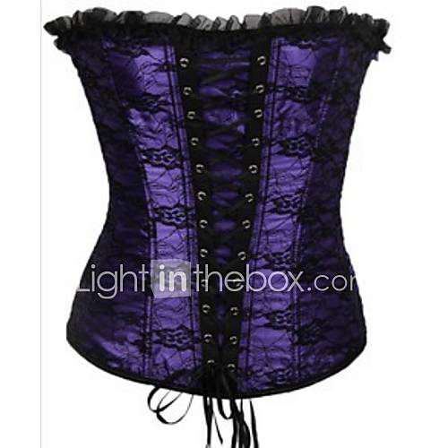 Womens Lace Bows Ruffles Corset