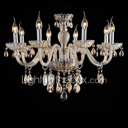 8 Light The style of palace Glass Chandelier With Candle Bulb