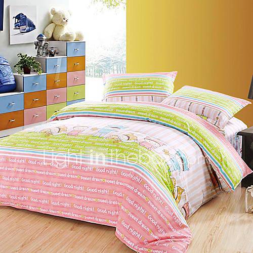 LIONSUZ Good Partner Kids Cotton Environmental Twill Four Piece(Screen Color)