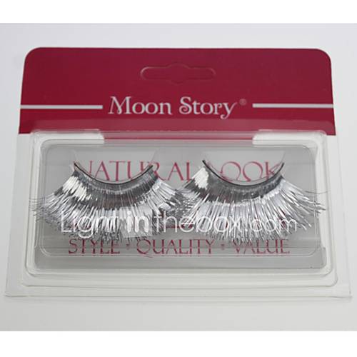 1 Pair Pro High Quality Hand Made Synthetic Fiber Hair Silver Color Thick Long Shimmer Cannetille Style False Eyelashes