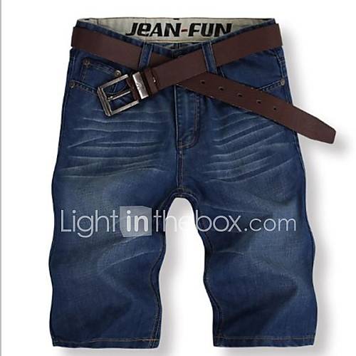 Mens Summer Casual Straight Denim Shorts(Belt Not Included)