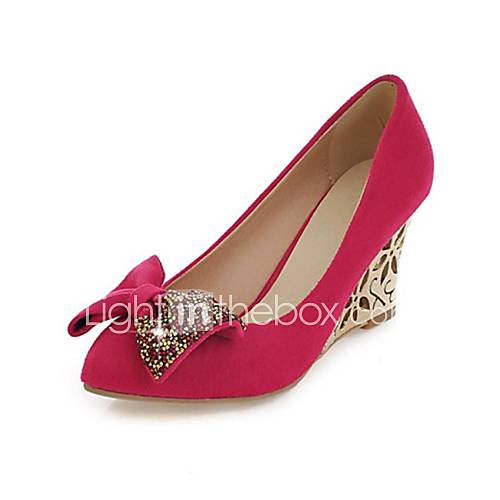 Suede Womens Wedge Heel Heels Pumps/Heels with Bowknot /Sparkling Glitter Shoes(More Colors)