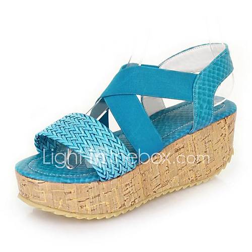 Faux Leather Womens Wedge Heel Creepers Sandals With Gore Shoes(More Colors)