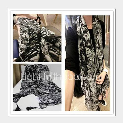 Angel Skeleton Stereo Big Tassel Black White Shawls Scarves