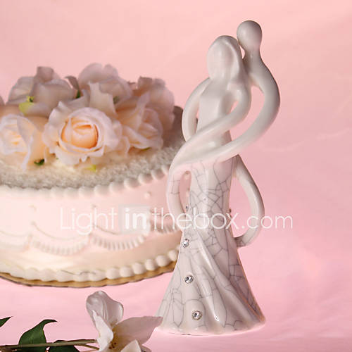 Lost in Dancing Procelain Wedding Cake Topper with Rhinestone