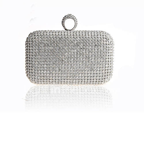 BPRX New WomenS Diamond Ring Buckles Evening Bag (Silver)