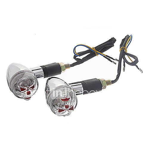 1W 14LM Skull Motorcycle LED Yellow Light Turnlight(2 Pieces)