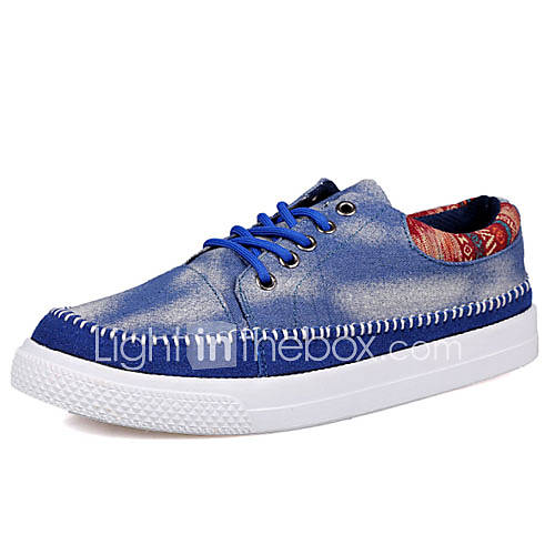 Trend Point Mens Fashion Canvas Suede Shoes(Blue)