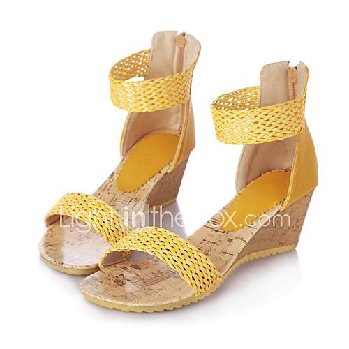 Faux Leather Upper Womens Wedge Sandals (More Colors)