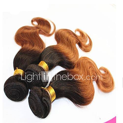 12 Inch Ombre color #1#4 Fabulous Brazilian Body Wave Weft 100% Remy Human Hair Extensions 3Pcs