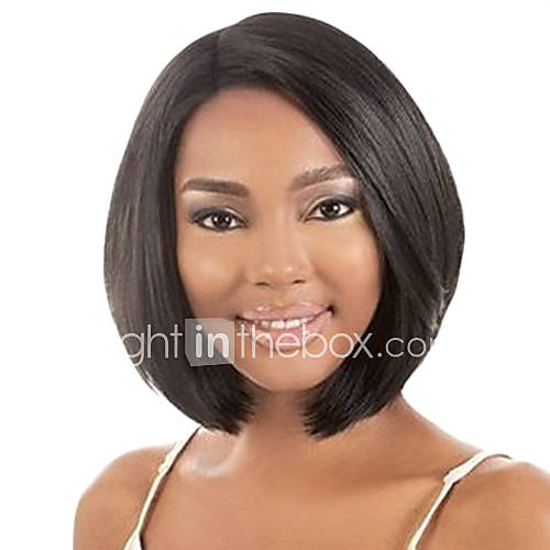 BOB Stort Style Right Part Peruvian Human Hair Big Wavy Front Lace Wig