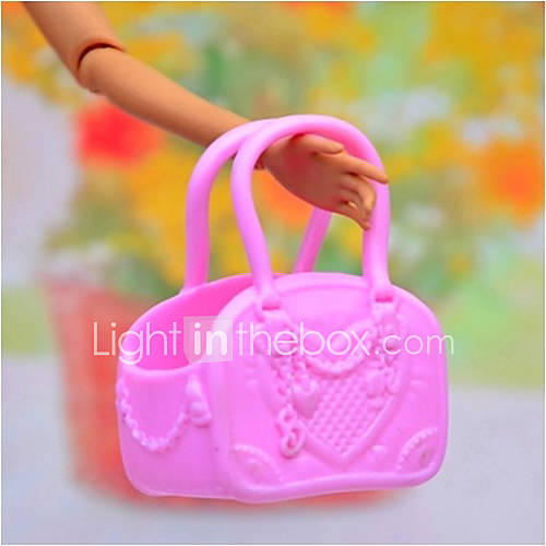 Barbie Doll Loving Heart Pattern Pink PVC Handbag