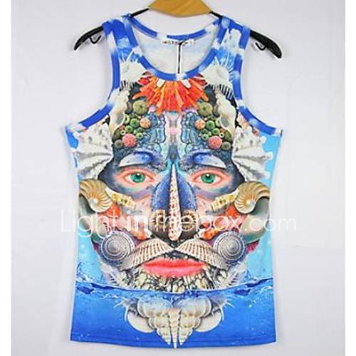 Mens 3D Series Ocean Mask Printing Tight Movement Vests