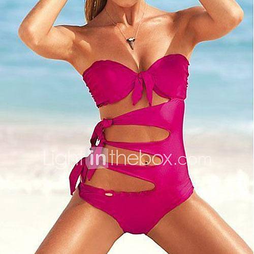 Womens Fashion Nylon and Spandex Pure Color Sexy Beach One piece Swimwear