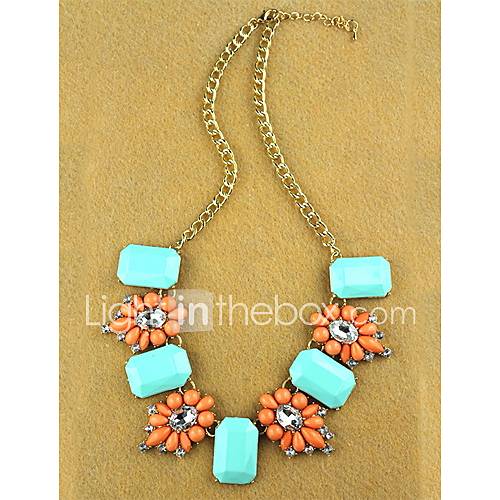 Womens Euramerican Fluorescent Resin Square Gems Short Necklace