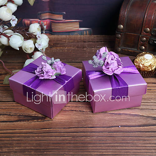 Purple Square Aluminium Foil Favor Boxes   Set of 12