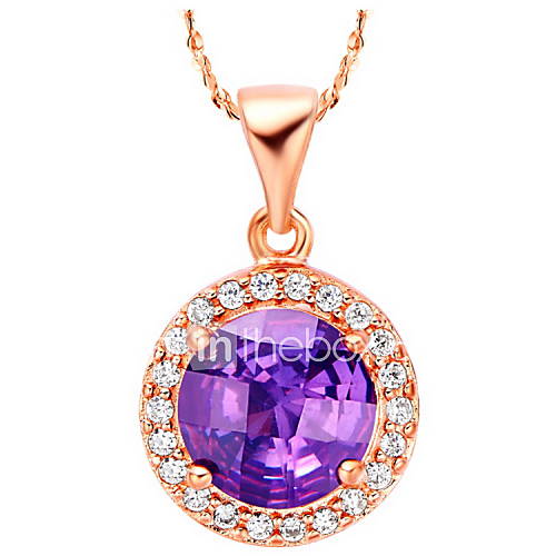 Graceful Round Shape Golden Alloy Womens Necklace(1 Pc)(Purple,Red)