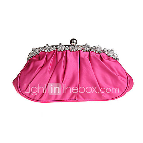 ONDY NewSimple Luxury Diamond Silk Evening Bag (Fuchsia)