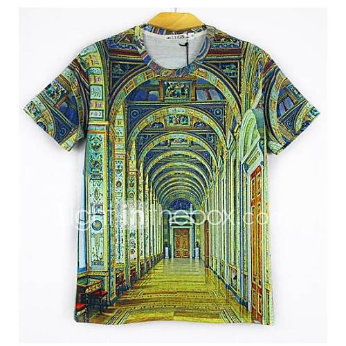 Mens 3D Series Imperial Palace Printing with Short Sleeves T Shirt