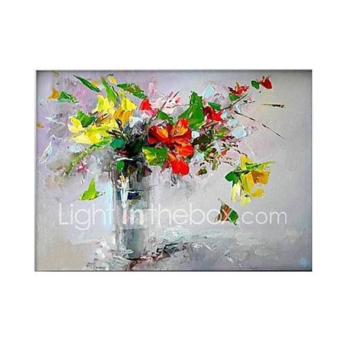 Hand Painted Modern Kinfe Flower Oil Painting with Stretched Frame Ready to Hang