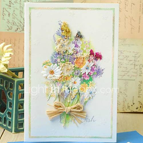 Side fold Greeting Card with Flower and Rhinestone for Mothers Day
