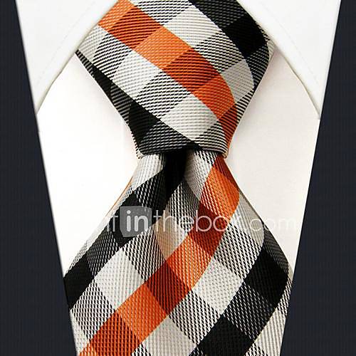 Mens Casual Silk Multi Color Check Pattern Necktie