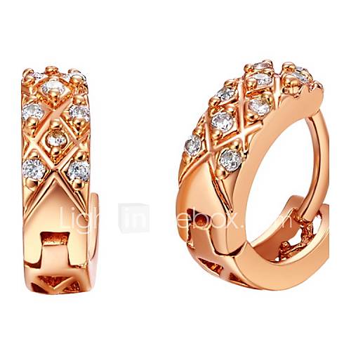 Simple Silver And Gold Plated With Cubic Zirconia Grids Womens Earring(More Colors)