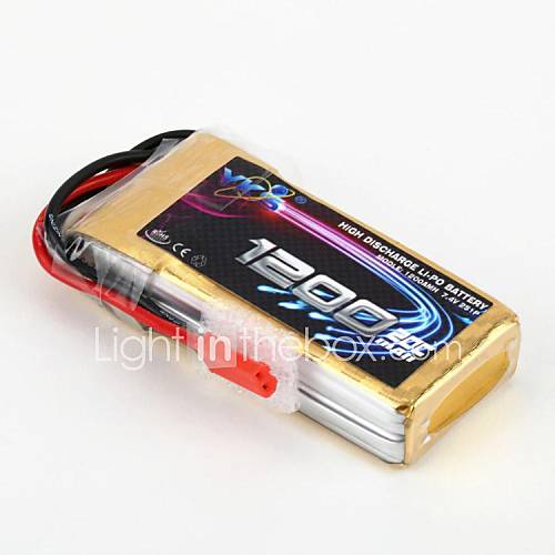 YKS 7.4V 1200mah 2S 20C Li Po Battery(JST Plug)