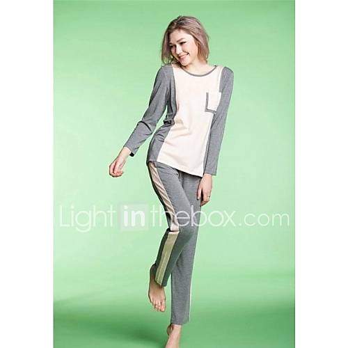 The New Sring Couples Round Collar Color Matching Home Furnishing Suit Modal Pajamas