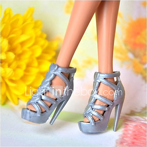 Barbie Doll Fashion Girl Gray PVC High heeled Sandal