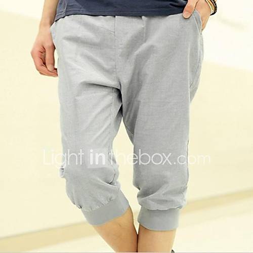 Mens Minimalistic Casual Cropped Linen Shorts