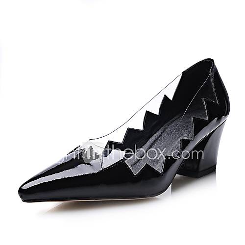 Patent Leather Womens Chunky Heel Pointed Toe Pumps/Heels Shoes(More Colors)