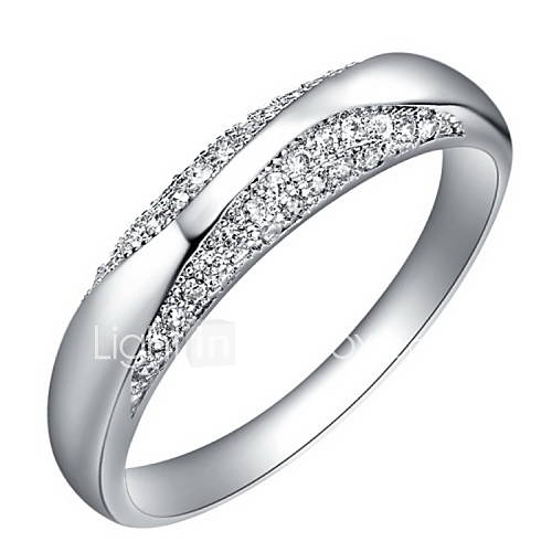 Fashionable Sliver With Cubic Zirconia Band Womens Ring(1 Pc)