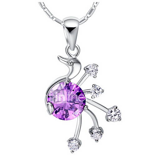Graceful Swan Shape Silvery Alloy Womens Necklace(1 Pc)(Purple,White)