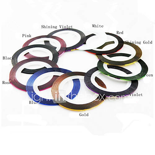 11PCS 11 Colors Striping Tape Line Nail Art Decoration Sticker