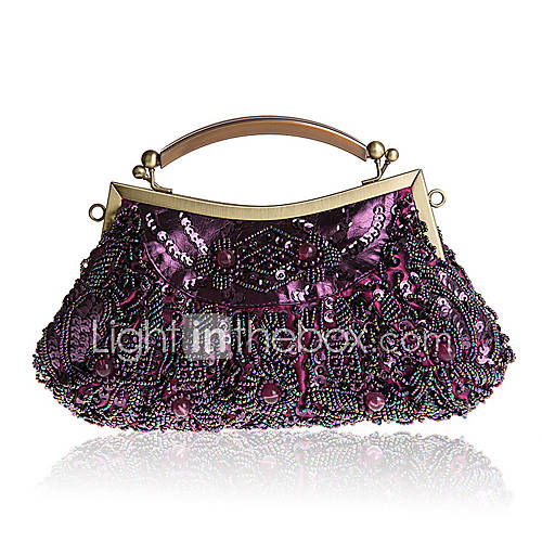 BPRX New WomenS Retro Handmade Traditional Exquisite Beaded Evening Bag (Purple)