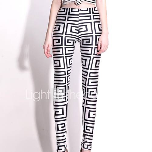 Elonbo Maze Style Digital Painting High Women Free Size Waisted Stretchy Tight Leggings