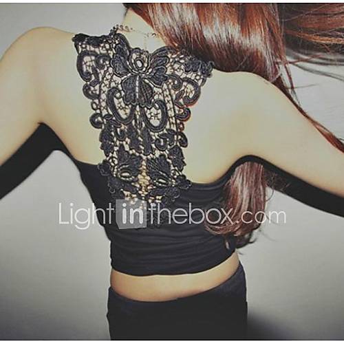 Womens Sexy Backless Lace Bodycon Sleeveless T shirt