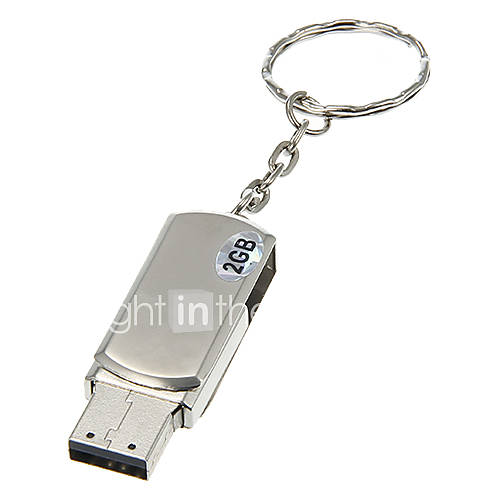 2G Metal Material Rotating with Keychain USB Flash Drive