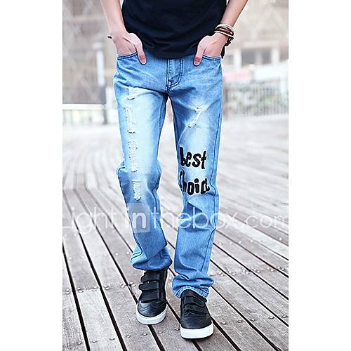 Mens Stylish Ripped Embellishment Jeans